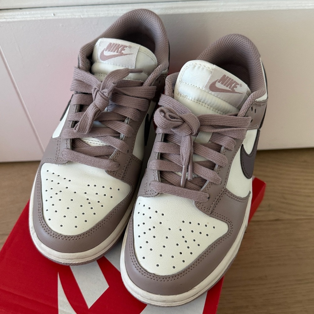 Nike Dunk Low Women's Sneakers in Sail and Plum - Picture 5 of 10